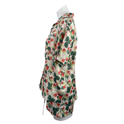 Macy's Flower Show Strawberry Short Sleeve Button Up Sleepwear Pajamas Set XS