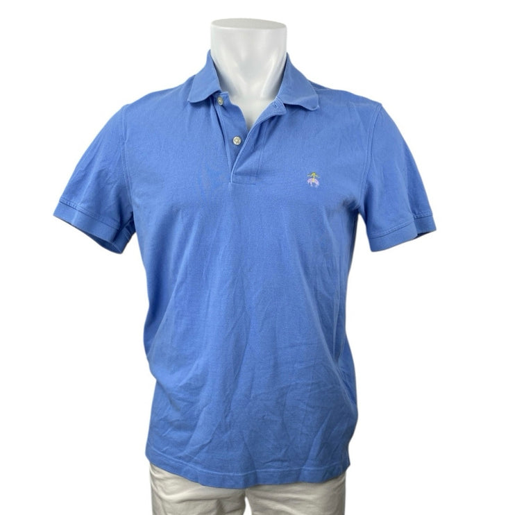 Brooks Brothers Blue Cotton Short Sleeve Slim Fit Performance Polo Shirt Top M