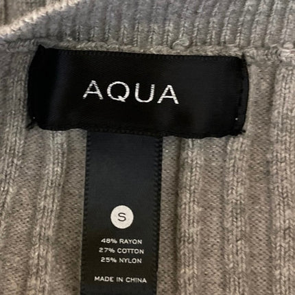 Aqua Women's Gray Ribbed Knit Short Sleeve Crew Neck Slim Fit Sweater Top Size S