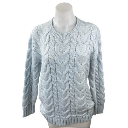 Rachel Parcell Women's Baby Blue Pastel Cable Knit Long Sleeve Sweater Top Sz L