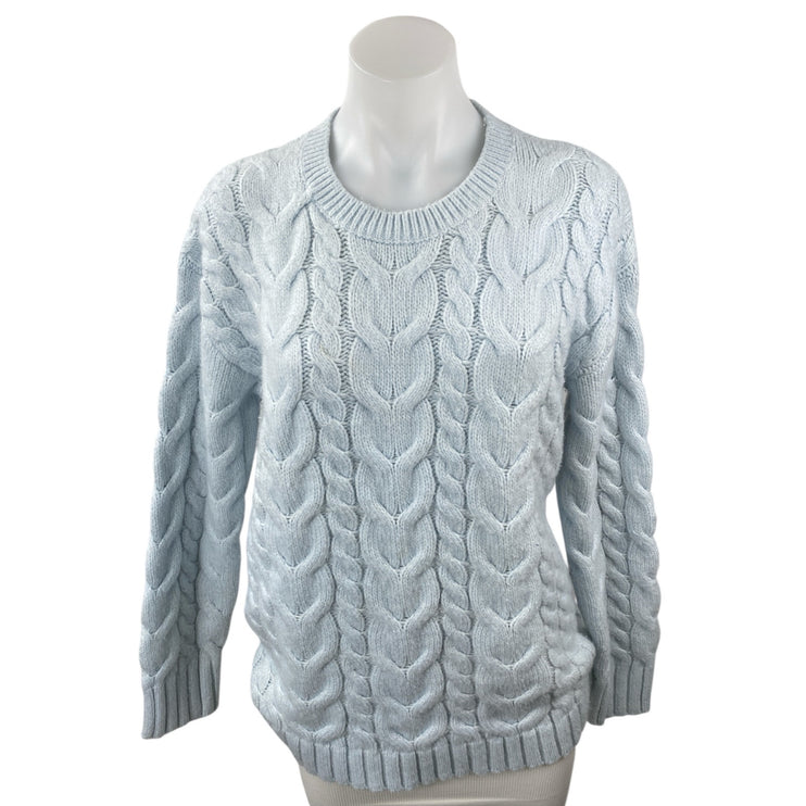 Rachel Parcell Women's Baby Blue Pastel Cable Knit Long Sleeve Sweater Top Sz L