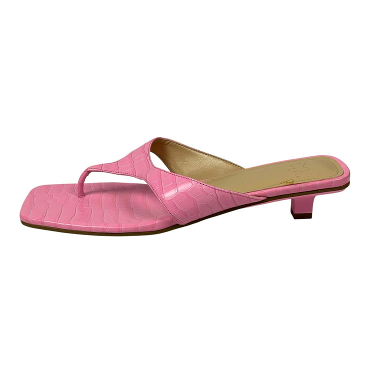NEW Marc Fisher LTD Faren 2 Pink Croc Embossed Leather Kitten Heels Sandals 8.5