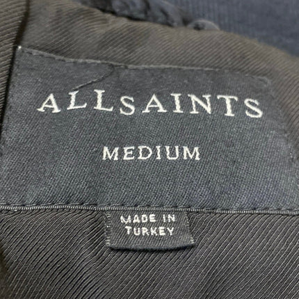 AllSaints Bree Women's Black Laced Up Full Zip Long Sleeve Bomber Coat Jacket M