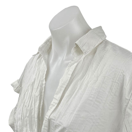 Urban Outfitters Women's White Twist Front Short Sleeve Shirt Crop Top Size M