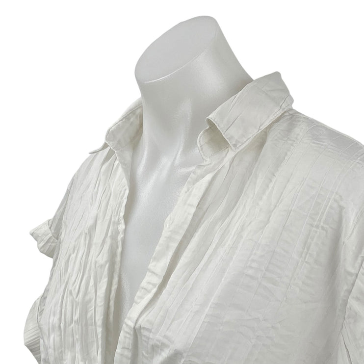 Urban Outfitters Women's White Twist Front Short Sleeve Shirt Crop Top Size M
