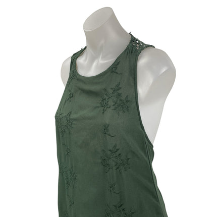 Zara Green Embroidered Floral Lace Sleeveless Tank Evening Maxi Dress Size S