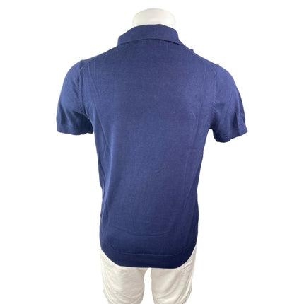 Suitsupply Men's Blue Short Sleeve Silk Golf Cotton Casual Polo Shirt Top Size M