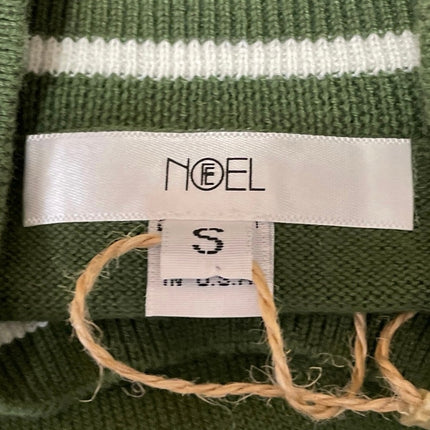 Fe Noel Nutmeg Womens Green Short Sleeves Embroidered Knit Sweater Mock Top Sz S