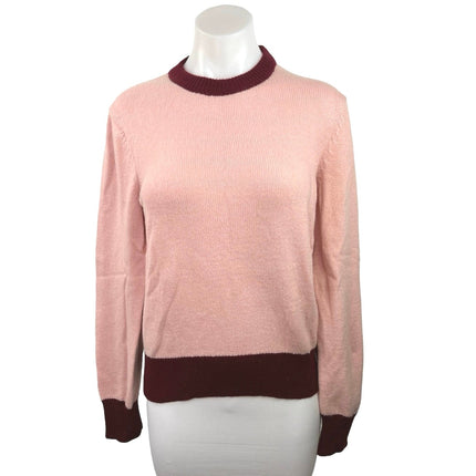 Tory Burch Women's Pink Long Sleeve Crew Neck Ribbed Knit Sweater Top Size S