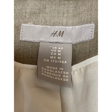 H&M Women's Beige Long Sleeve Notch Lapel One Button Blazer Coat Jacket Size M