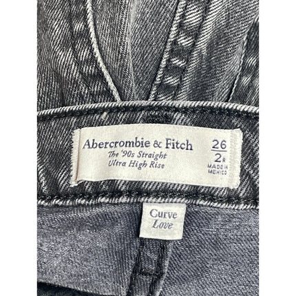 Abercrombie & Fitch 90's Straight Black Ultra High Rise Denim Jeans Pants Sz 26