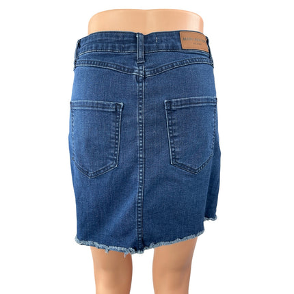 Marc New York Blue Frayed Raw Hem Mini Straight Pencil Denim Jeans Skirt Size 4