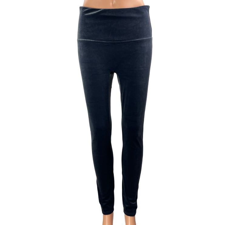 Spanx Women's Black Velvet Velout Pull On High Rise Yoga Leggings Pants Size L