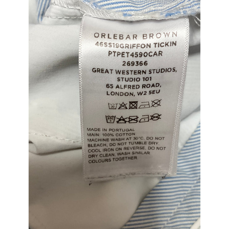 Orlebar Brown Men's White Striped High Rise Slim Straight Chino Trouser Pants 30