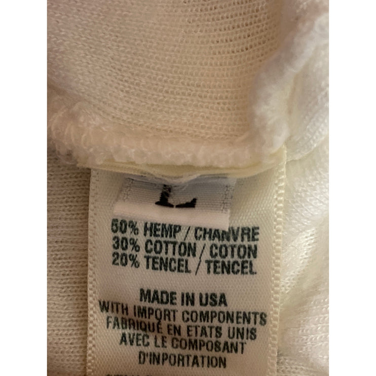 Bella Dahl White Tassels Short Sleeve Hooded Hoodie Sweatshirt Sweater Top Sz L