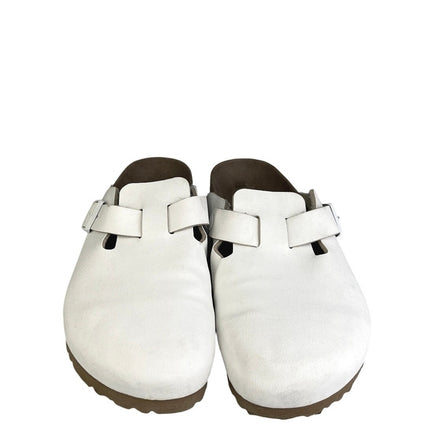 Birkenstock Boston Women's White Leather Closed Round Toe Slip On Clogs Size 7