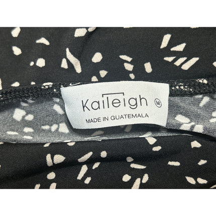 Kaileigh Black White Sleeveless Printed V Neck Cami Wide Leg Jumpsuit Size M