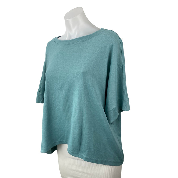 NEW Dokotoo Womens Teal Blue Half Sleeve Round Neck Loose T Shirt Tee Top Size M
