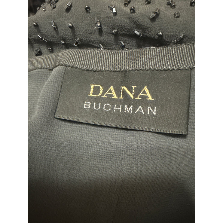 Dana Buchman Black Beaded Embellished High Waist Slit Straight Midi Skirt Size 6
