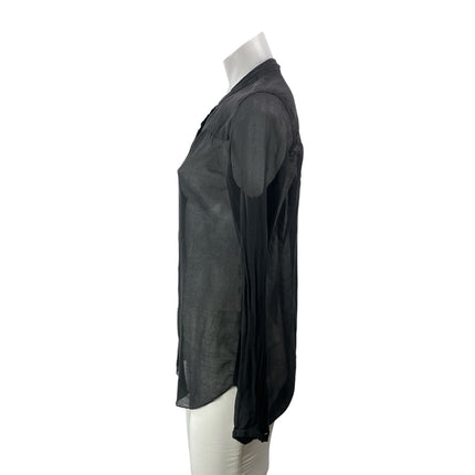 Aritzia Wilfred Womens Black Long Sleeves Silk Sheer Button Down Blouse Top Sz S