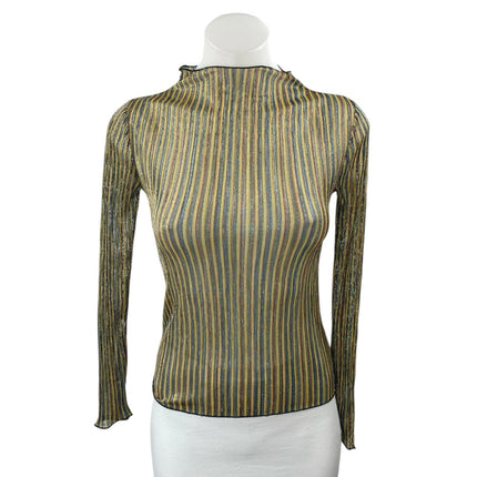 Urban Outfitters Multicolor Striped Metallic Long Sleeve Mock Neck Blouse Top XS