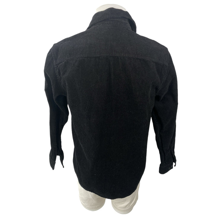 H&M Men's Black Corduroy Collared Long Sleeve Button Down Shirt Shacket Top Sz M