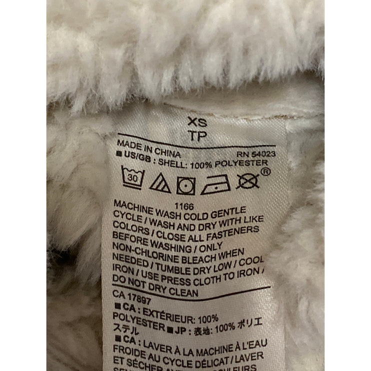 Banana Republic Faux Shearling Collared Long Sleeve Moto Biker Coat Jacket Sz XS