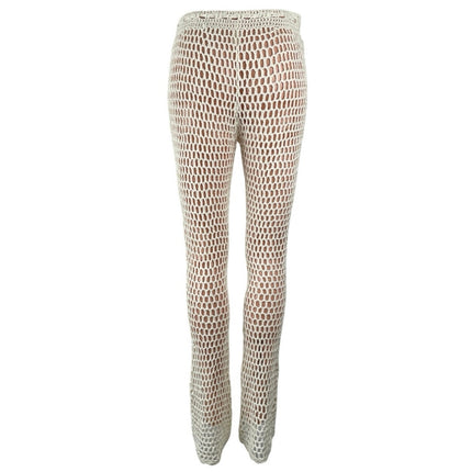 Primi Cream Crochet Mesh High Waisted Summer Swimming Cover Up Trousers Pants M