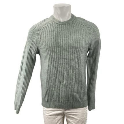 Reiss Men's Green Wool Ribbed Knit Long Sleeve Crew Neck Sweater Top Size S