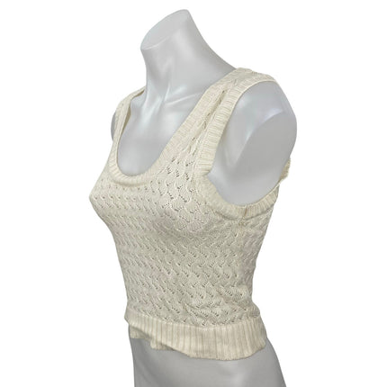 Zara Women's Cream Crochet Knit Sleeveless Cami Camisole Tank Crop Top Size S