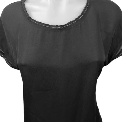 Banana Republic Black Semi Sheer Mesh Lightweight Pullover Blouse Top Size XS