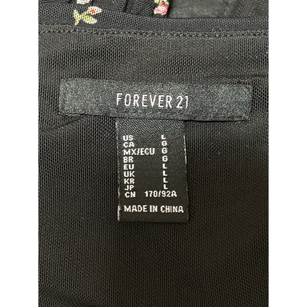Forever 21 Black Floral Sleeveless Ruched Corset Bustier Cami Tank Crop Top Sz L