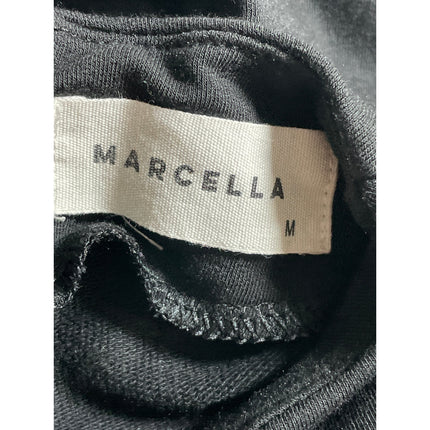 Marcella Women's Black Long Sleeve Mock Neck Pleated Fit & Flare Maxi Dress Sz M