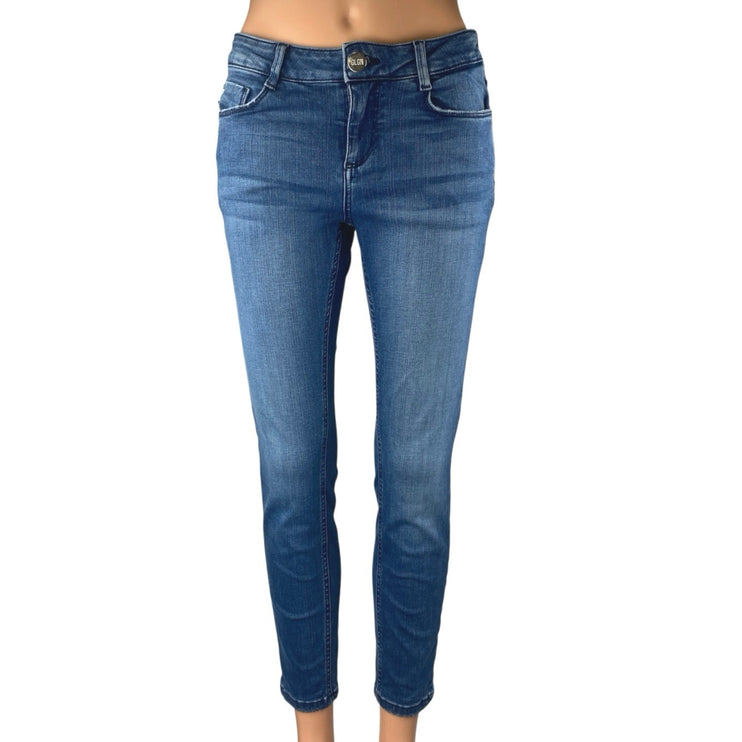 Goldgarn Jungbusch Women's Blue Mid Rise Medium Wash Skinny Denim Jeans Pants 25