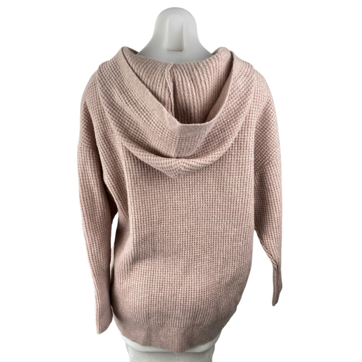 Express Women's Pink Waffle Knit Hoodie Hooded Long Sleeve Sweater Top Size S