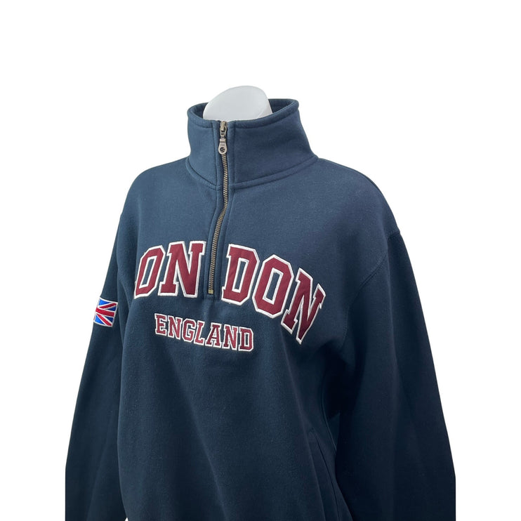 Zone One Blue Embroidered Logo High Neck Long Sleeve Swetaer Sweatshirt Top Sz L