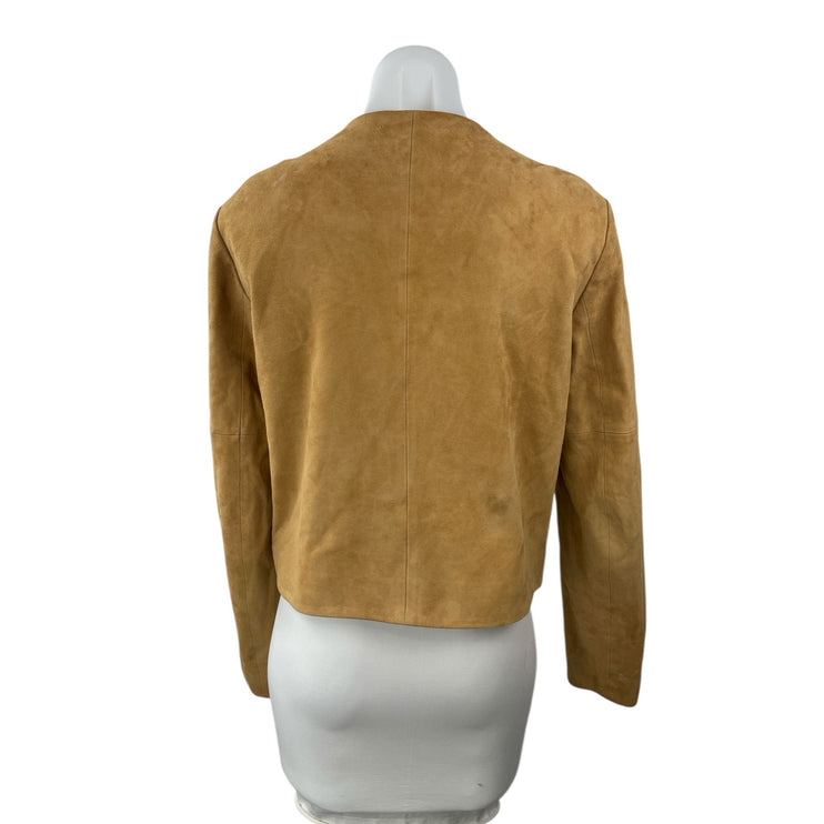 Reformation x Veda Women's Tan 100% Leather Suede Button Up Coat Jacket Size S