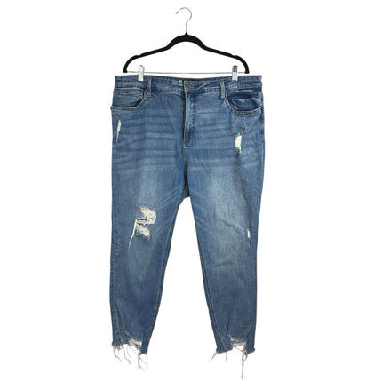 KUT From The Kloth Rachael Blue Distressed Frayed Hem Skinny Denim Mom Jeans 18