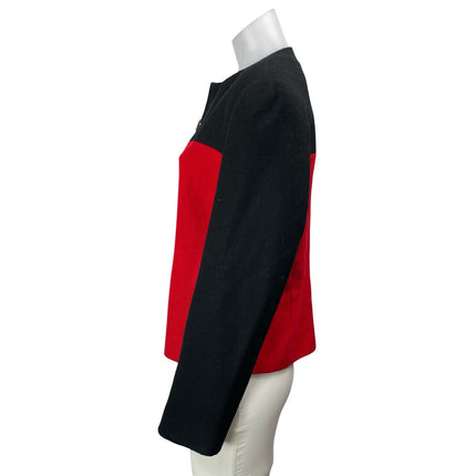 Louis Feraud Women's Multicolor Wool Blend Colorblock Zip Front Shacket Jacket M