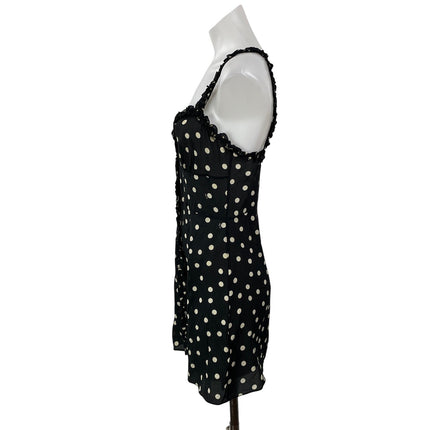 Realisation Par The Julia 100% Silk Sleeveless Black White Polka Mini Dress Sz S