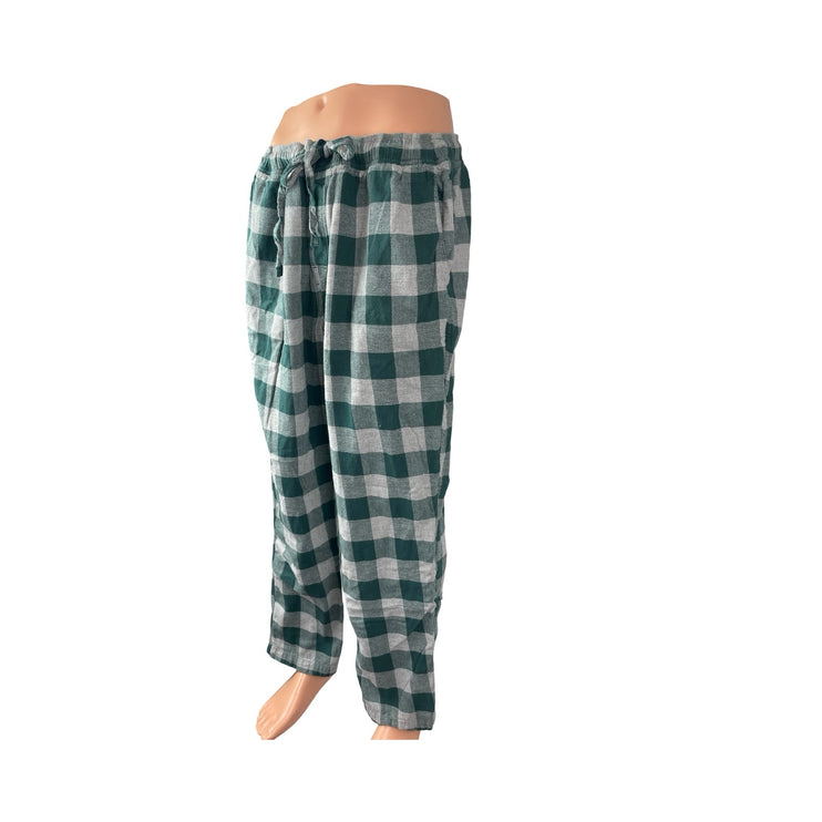 J.Crew Men's Green Gingham Check Tie Waist Straight Sleepwear Pajama Pants XL