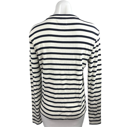 Argent Ivory Navy Blue Knit Striped Pullover Long Sleeve T Shirt Tee Top Size XL