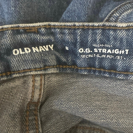 Old Navy OG Straight Leg Women's Blue High Rise Medium Wash Denim Jeans Size 8