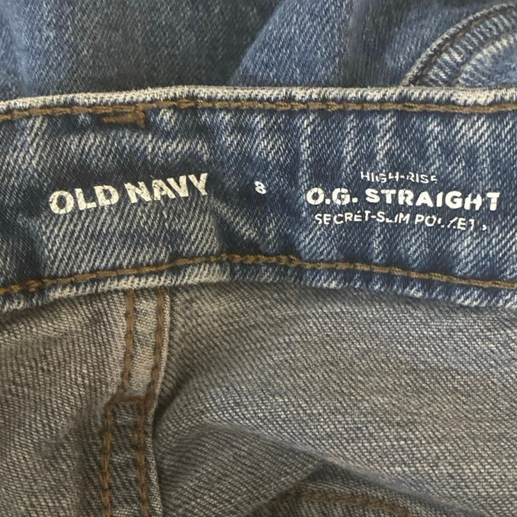 Old Navy OG Straight Leg Women's Blue High Rise Medium Wash Denim Jeans Size 8