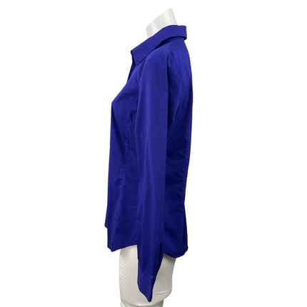 Worthington Womens Blue Collared Casual Long Sleeve Button Down Shirt Top Size 4