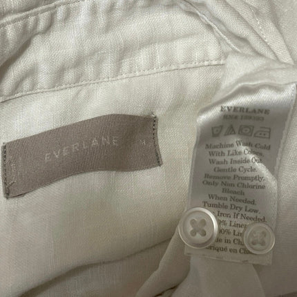 Everlane Women's White 100% Linen Short Sleeve Button Down Shirt Top Size M