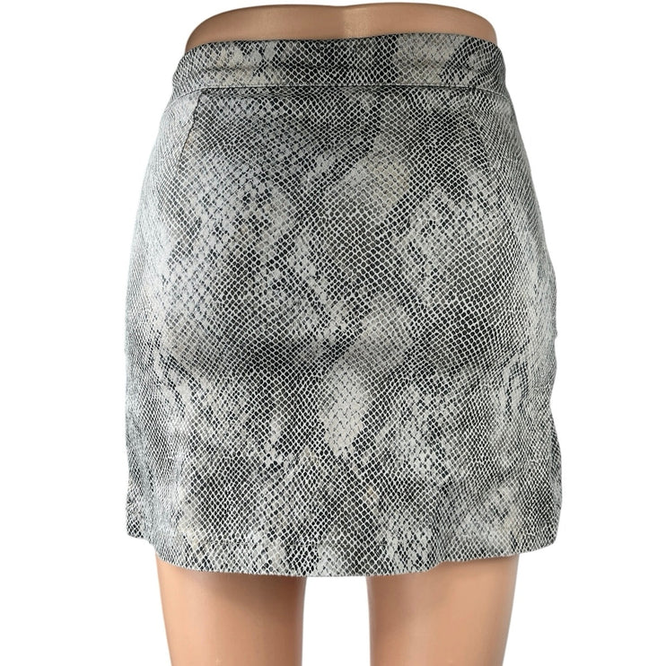 Goldie Gray Faux Leather Snakeskin Snake Print Mini Pencil Bodycon Skirt Size XS