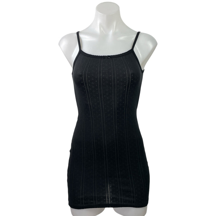 Cou Cou Intimates Picot Black Sleeveless Cami Camisole Mini Bodycon Dress Sz XXS