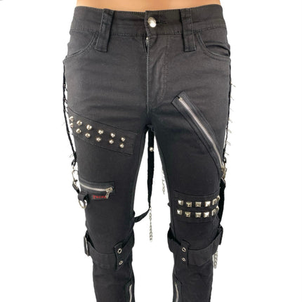 Tripp NYC Studded Bondage Men's Black Studded Zipper Straight Trousers Pants 26