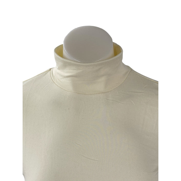 NEW Ekouaer Womens Cream Mock Neck Long Sleeve Slim Casual T-Shirt Sweater Top S